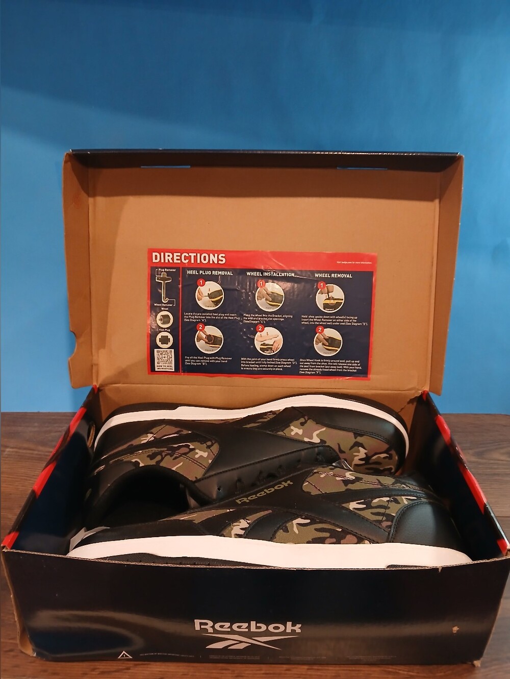 NWT Reebok Heelys CL Court Low Camouflage Size 13 Wheeled Sneaker
